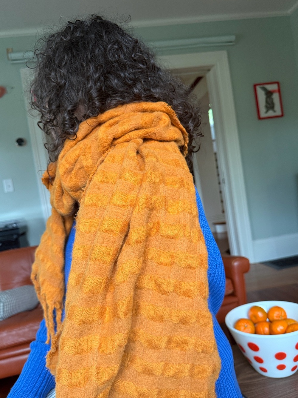 Cozy Fringe Wrap Scarf in Warm Orange